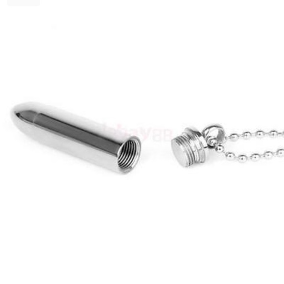 STAINLESS STEEL PILL CASE/ASH URN BULLET NECKLACE - Picture 3 of 6